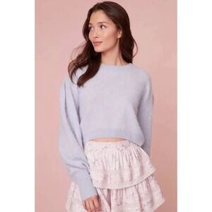 LoveShackFancy‎ Candela Cashmere Pullover in Ice Blue Size Small